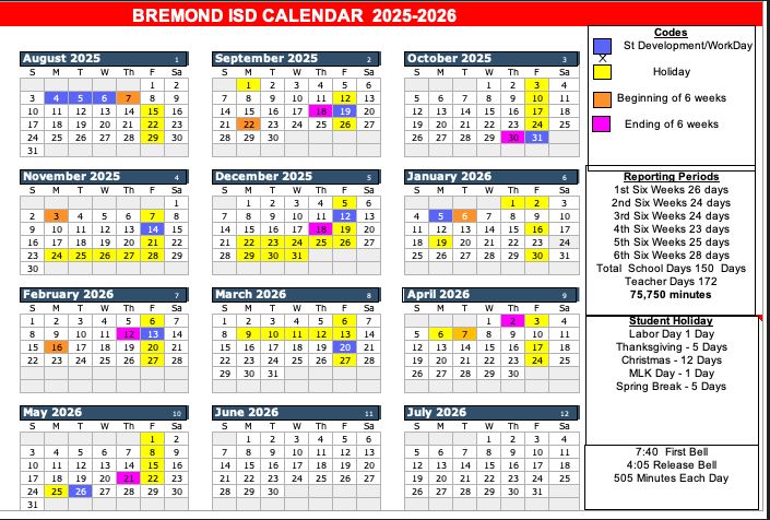 2025-2026 District Calendar